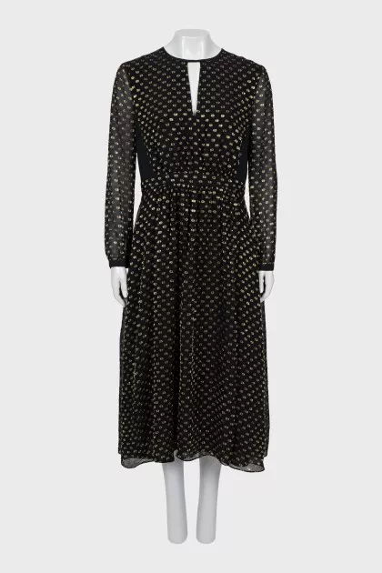 Polka dot dress made of silk and lurex