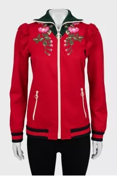 Sweatshirt decorated with stripes and frills