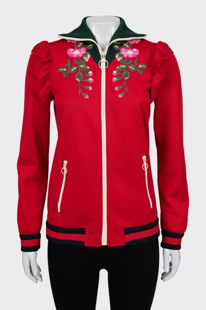 Sweatshirt decorated with stripes and frills