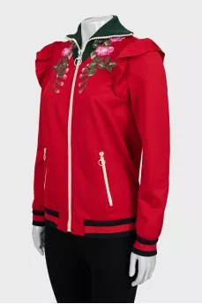 Sweatshirt decorated with stripes and frills