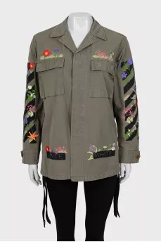 Denim shirt decorated with embroidery
