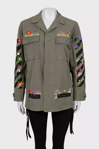 Denim shirt decorated with embroidery