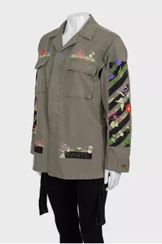 Denim shirt decorated with embroidery
