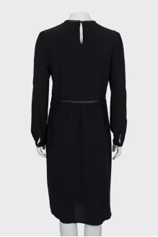 Fitted dress with leather inserts