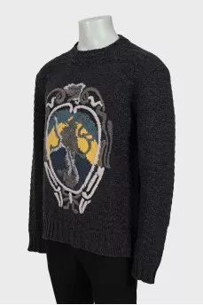 Men's wool sweater with a pattern