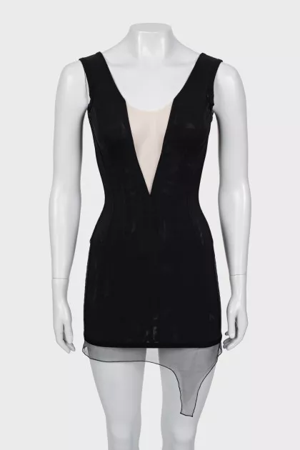 Corset dress decorated with mesh