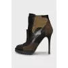 Combined high heel ankle boots