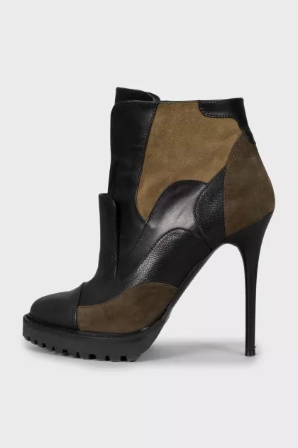 Combined high heel ankle boots