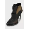 Combined high heel ankle boots