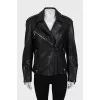 Leather jacket with zippers on the sleeves