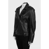 Leather jacket with zippers on the sleeves