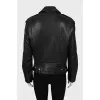 Leather jacket with zippers on the sleeves