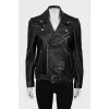 Straight fit leather jacket