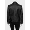 Straight fit leather jacket