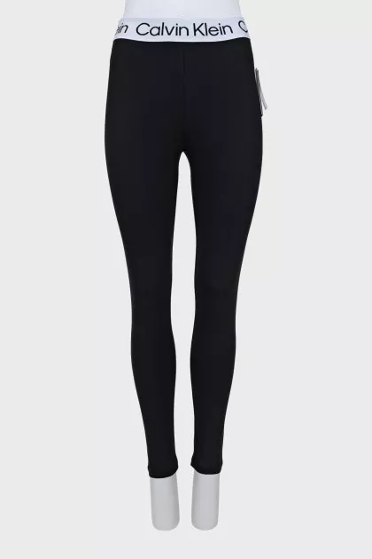 Black leggings with logo and tag