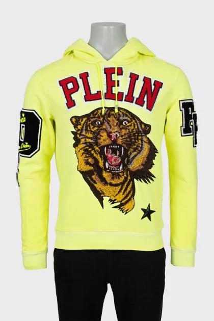 Men's hoodie with patches and logo