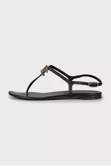 Logo leather sandals