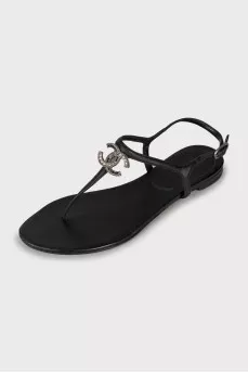 Logo leather sandals