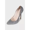 Gray Suede Pointed Toe Pumps