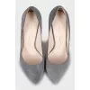 Gray Suede Pointed Toe Pumps