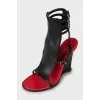Leather sandals with shaped wedges