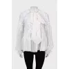 Silk blouse with lace inserts