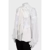 Silk blouse with lace inserts