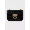 Leather crossbody bag with gold logo