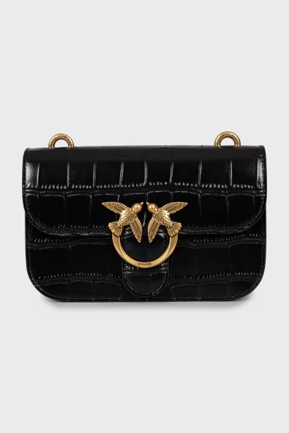 Leather crossbody bag with gold logo