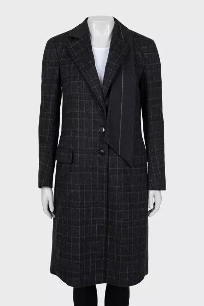 Check coat with inner vest