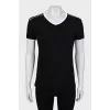 T-shirt with white seams and tag
