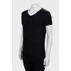 T-shirt with white seams and tag