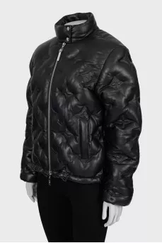 Leather jacket with signature embossing