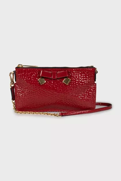 Red crossbody bag with bow