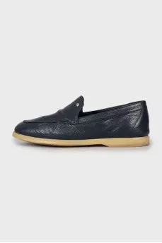 Men's blue loafers with perforations