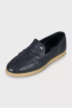 Men's blue loafers with perforations