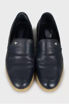 Men's blue loafers with perforations