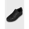 Men's black leather sneakers