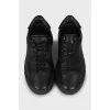 Men's black leather sneakers
