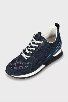 Denim sneakers with signature print