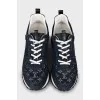Denim sneakers with signature print