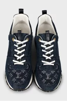 Denim sneakers with signature print