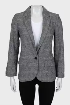 Checked straight-fit jacket