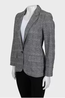 Checked straight-fit jacket