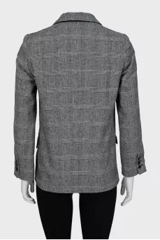 Checked straight-fit jacket