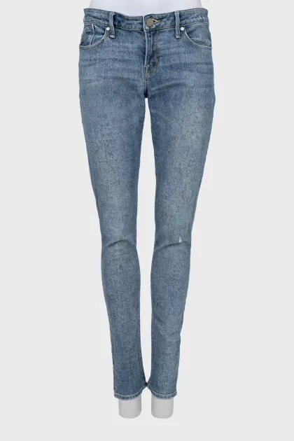 Printed distressed jeans