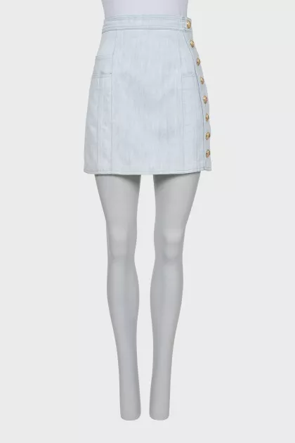 Denim skirt with golden decoration