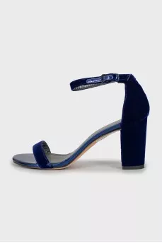 Velor block heel sandals