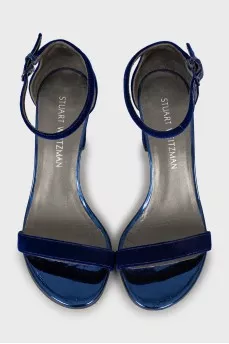Velor block heel sandals