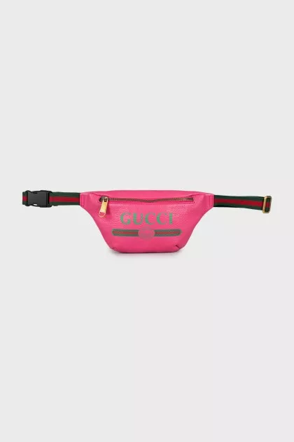 Printed leather belt bag